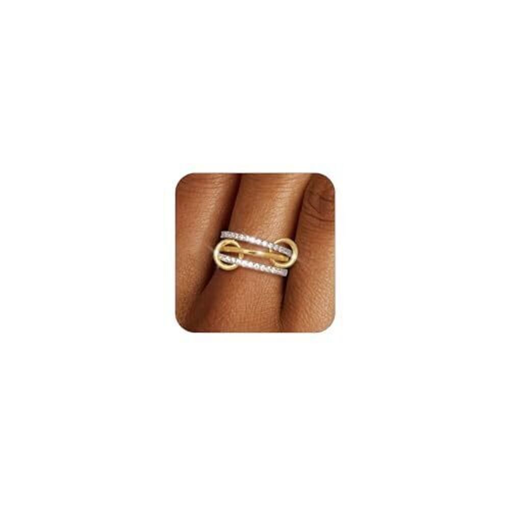 5624 Stackable Gold Rings 18K Gold Plated Interlocking Ring Stack Set Gold